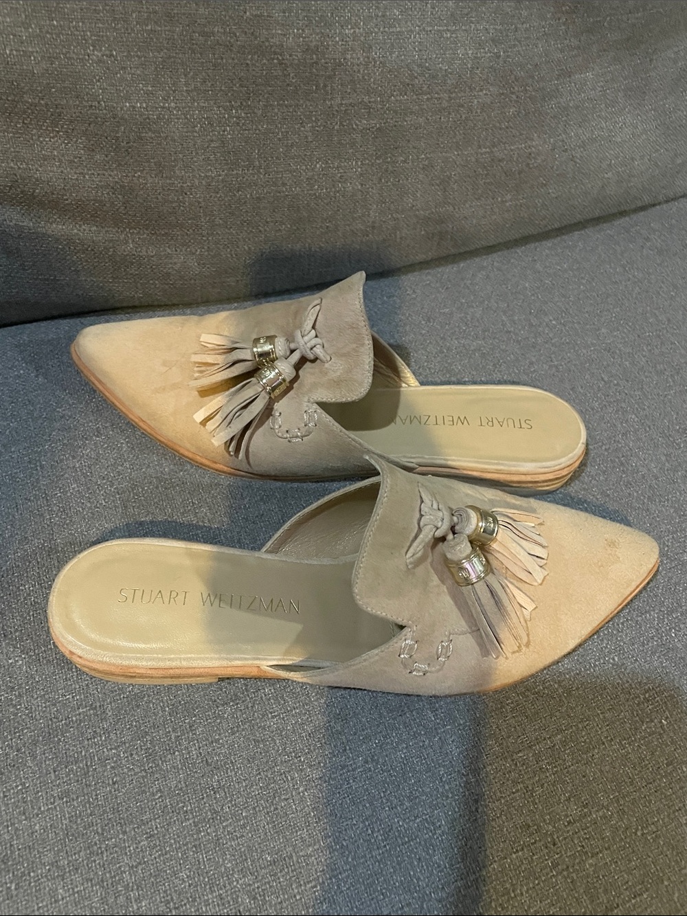 Stuart Weitzman Sidealong Mules With Tassels